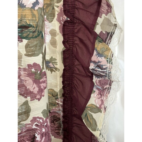 VTG Rose Ruffled Curtain Panels Romantic Victorian w/ Lace JC Penny Cottage Chic - Picture 8 of 11